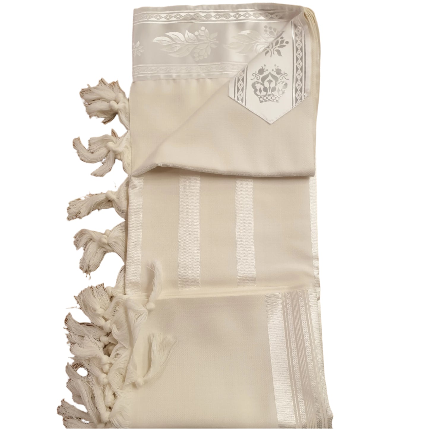 טלית צמר פאר קל לבן