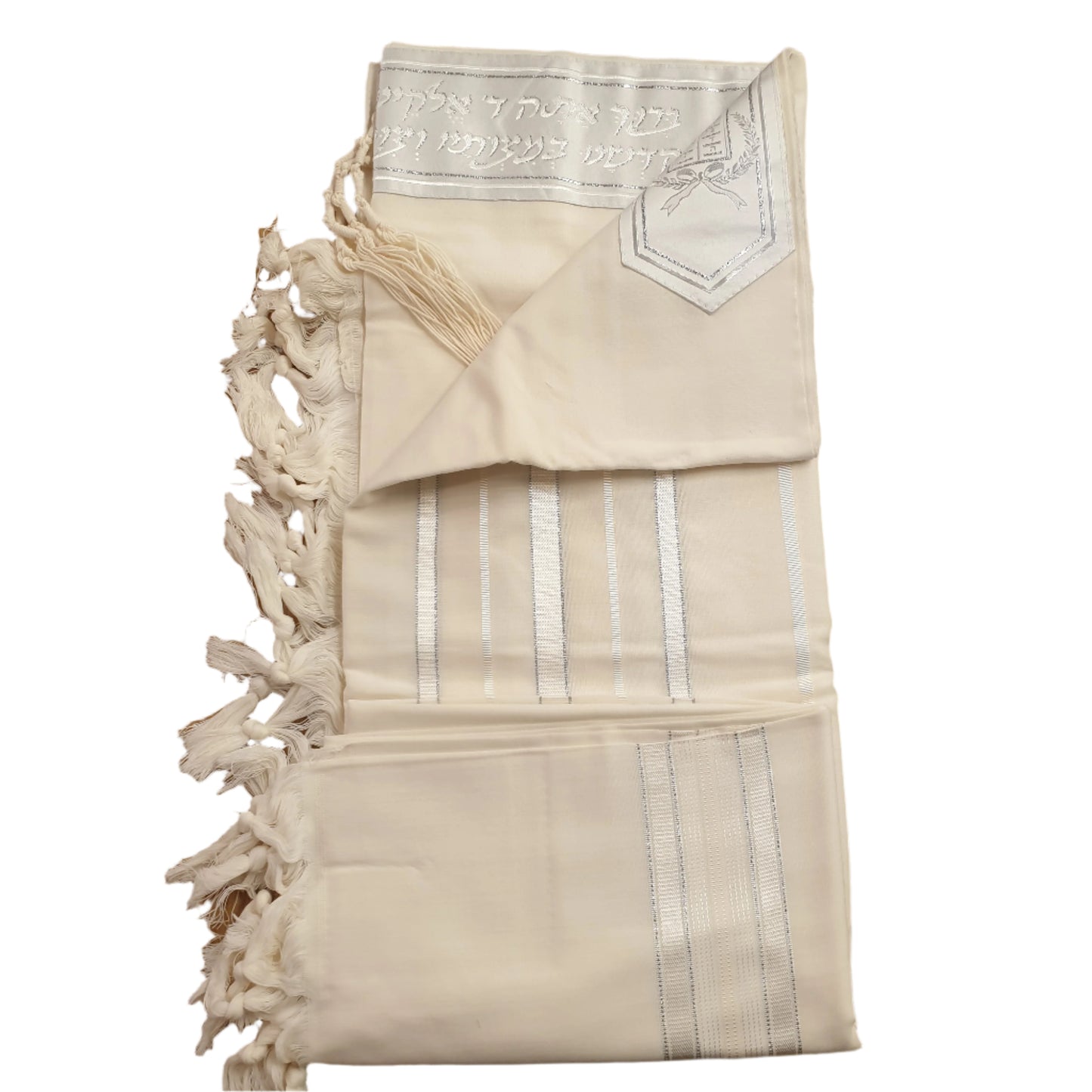 טלית צמר א.א פסי כסף