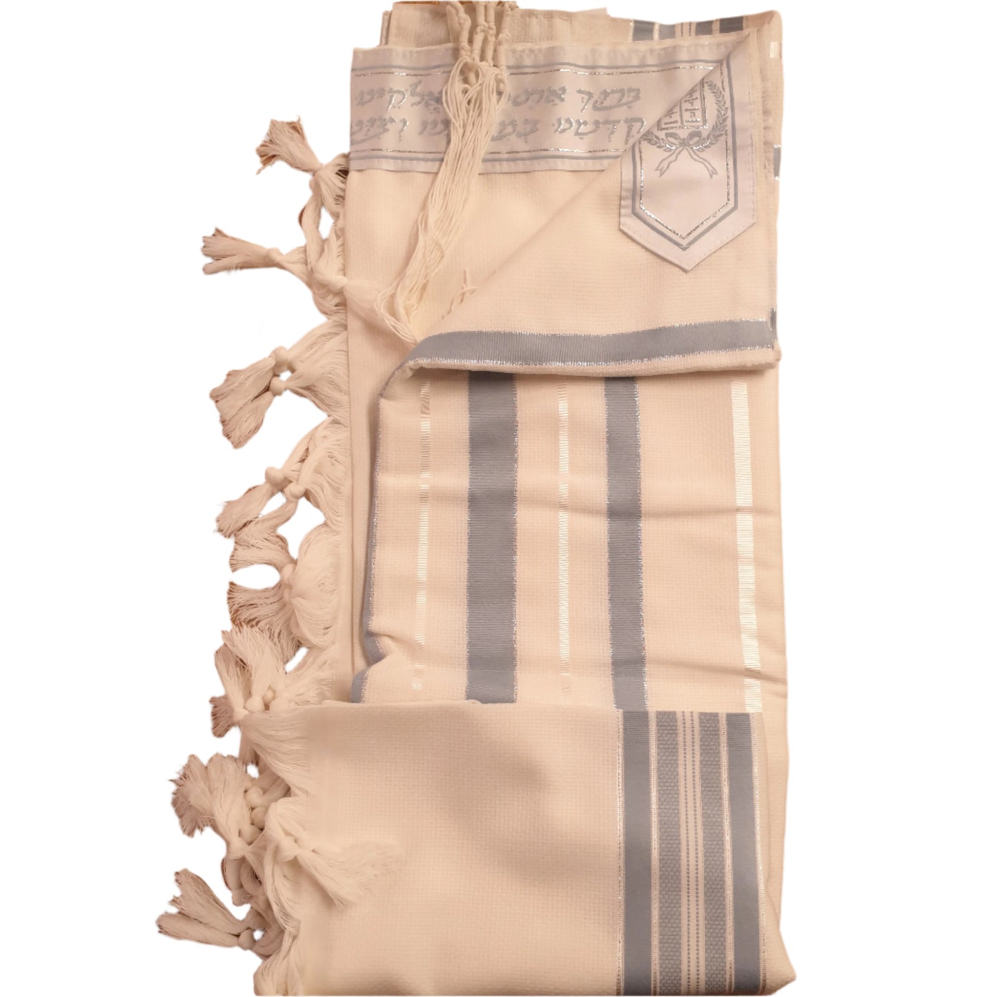 טלית צמר בסגנון תשבץ תכלת